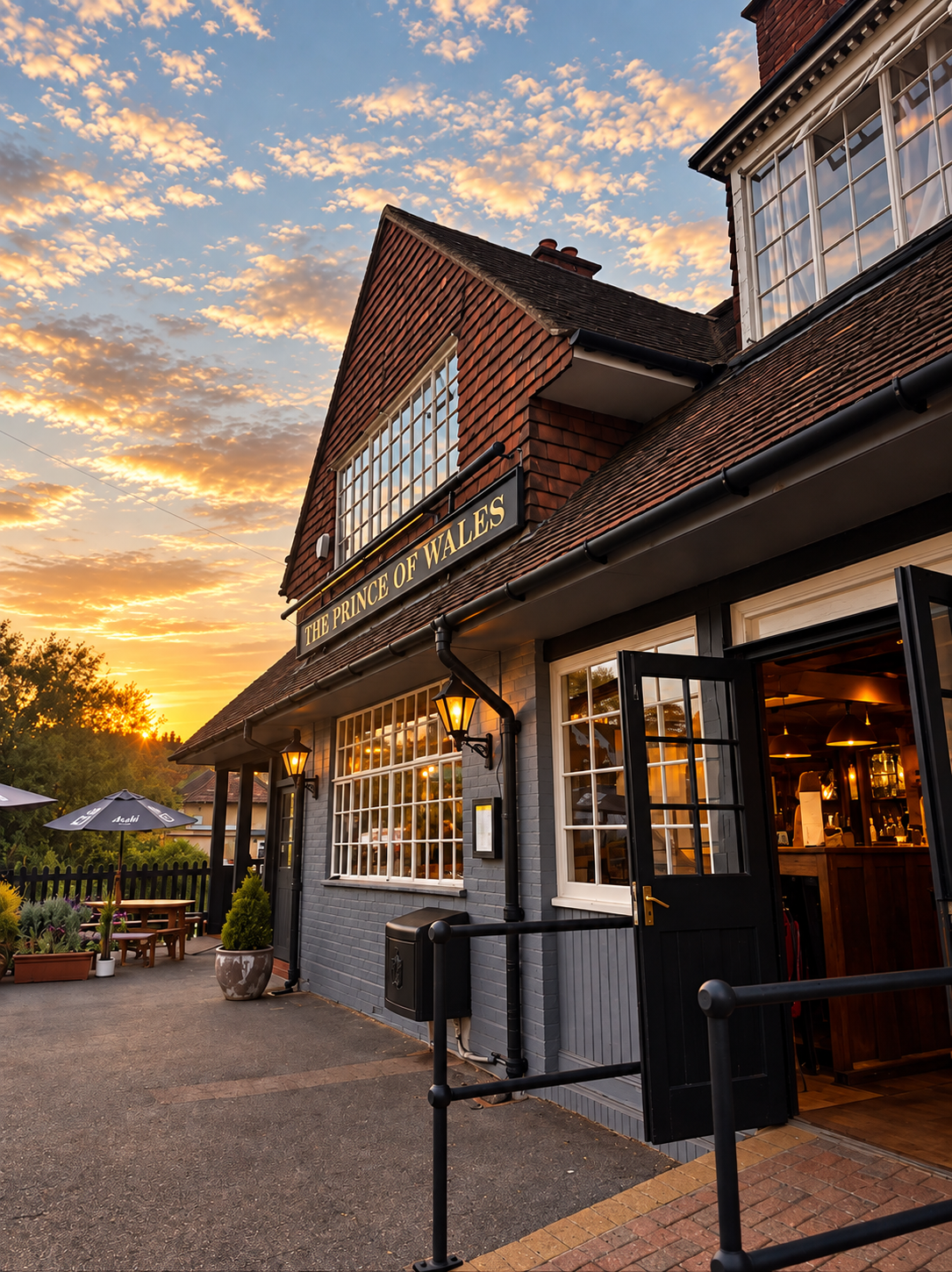 Exterior of The Prince of Wales pub in Westcott, Surrey